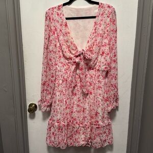 Pink Floral Dress (Size L)